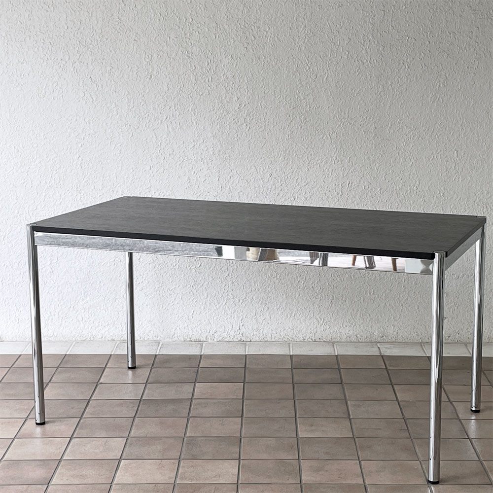 USMモジュラーファニチャー USM Haller USMハラーテーブル ワーキングデスク ダイニングテーブル オーク材 ブラック W150×D75×H74cm アジャスター ◇