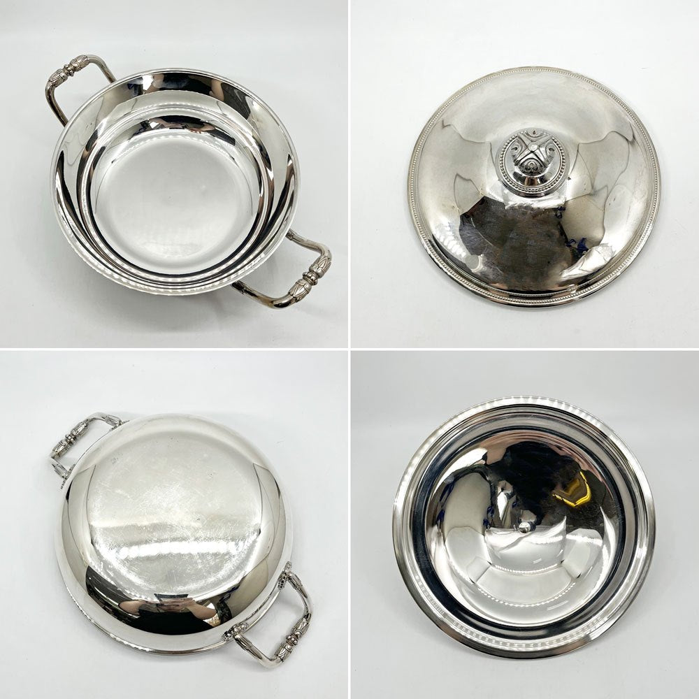 クリストフル CHRISTOFLE ベジタブルディッシュ Vegetable Dish スープチューリン 蓋付両手鍋 W30cm 銀メッキ フランス ●