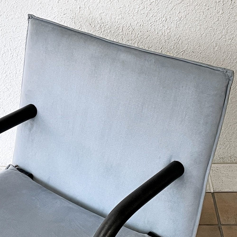 アルフレックス arflex T-Line チェア アームチェア ブルーグレー 1シーター カンチレバー コットンスエード Burkhard Vogtherr ポストモダンデザイン ◇