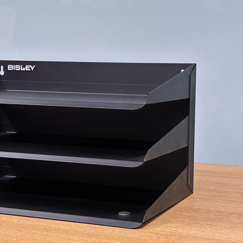 ビスレー BISLEY 3段 レターラック ブラック 書類棚 A4サイズ 横型 W38.5cm 壁掛け可 デスクアクセサリー 英国 ◎