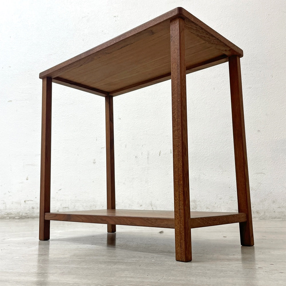 ジャパンビンテージ 木製 花台 飾り棚 サイドテーブル チーク材 W50cm vintage ●