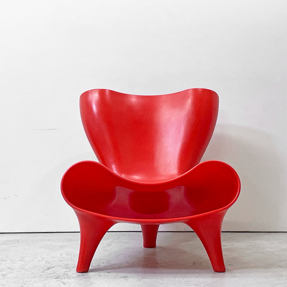 マーク・ニューソン Marc Newson オルゴンチェア Orgone chair ポリプロピレン製 レッド ラウンジチェア 希少 ●