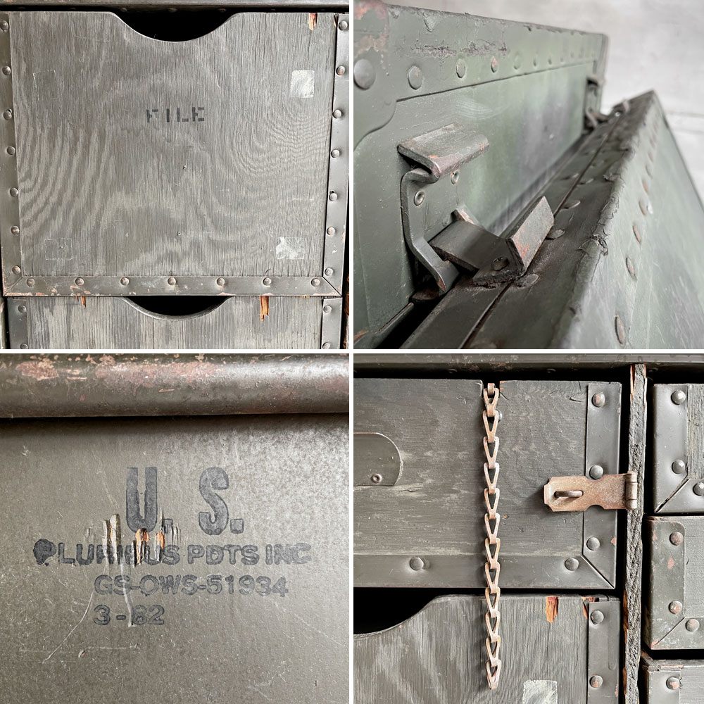 USビンテージ Vintage フィールドデスク フォールディング 中隊デスク チェスト スツール付き ミリタリー サープラス 米軍 US ARMY ♪