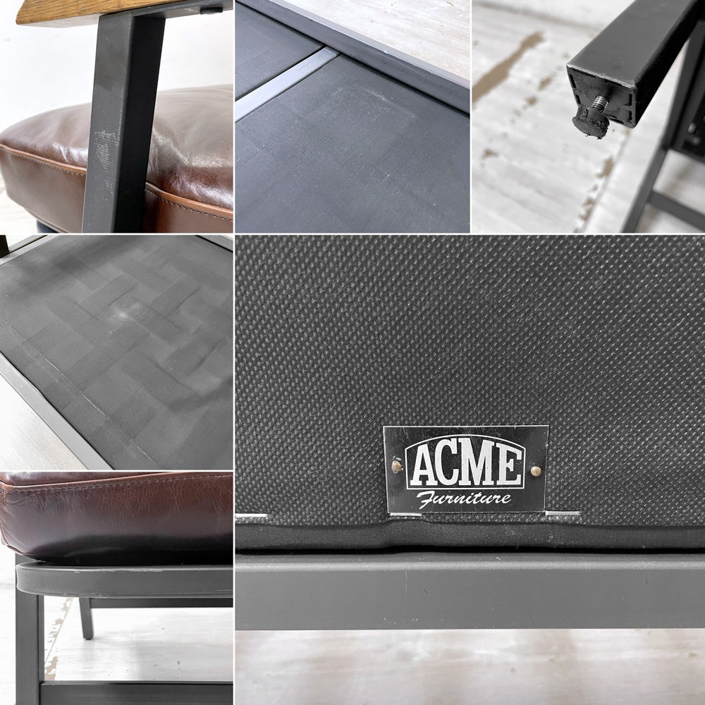 アクメファニチャー ACME Furniture グランビュー GRANDVIEW 2Pソファ W159cm オイルレザー オーク材 アイアン インダストリアル ●