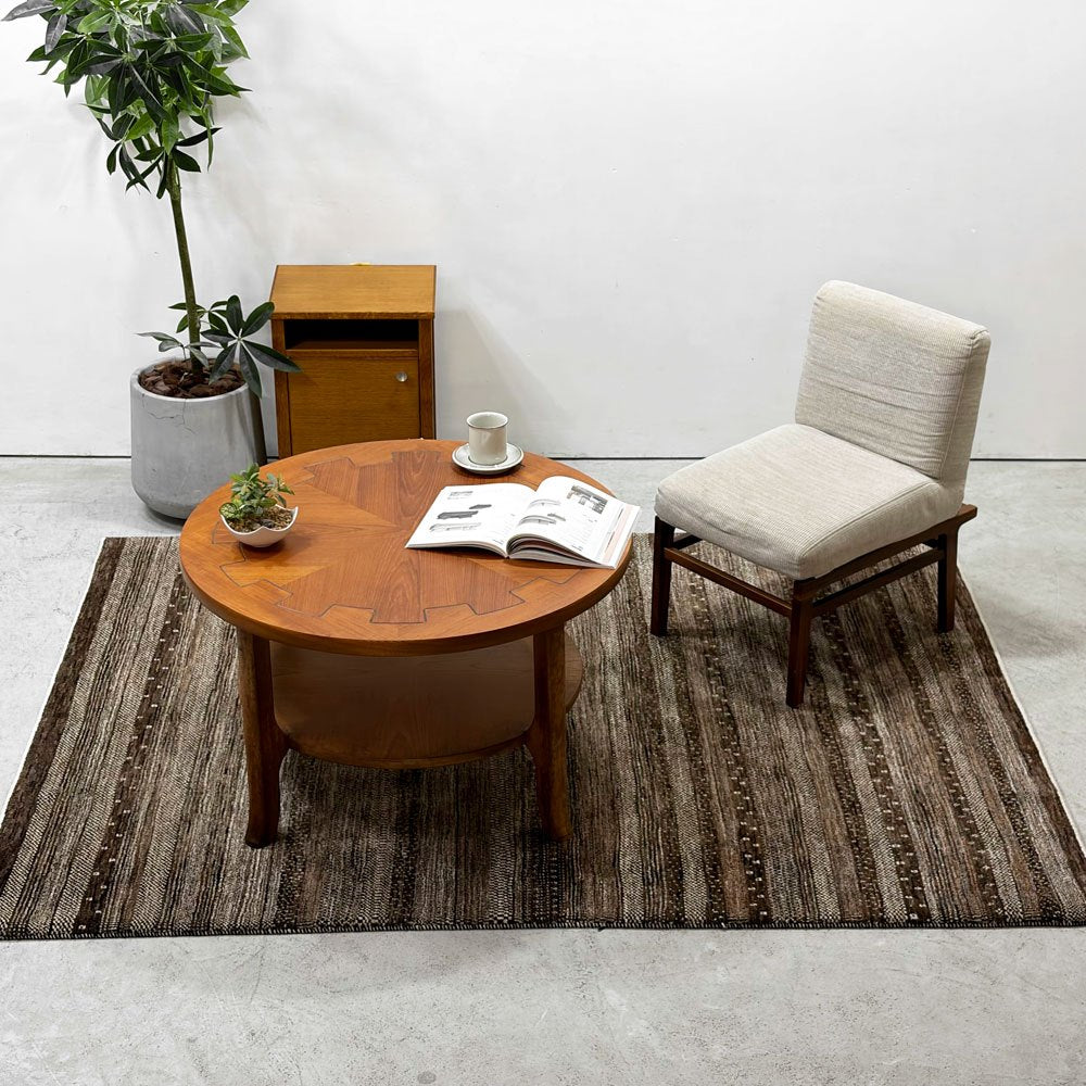 ゾランヴァリ ZOLLANVARI ペルシャ ギャッベ ラグ カーペット ボーダー柄 ブラウン系 205x158cm ●