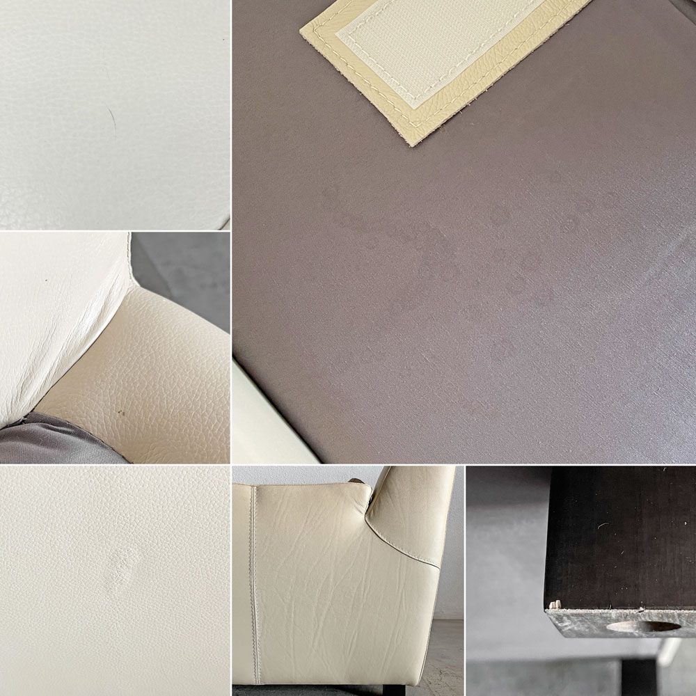アクタス ACTUS チャプター CHAPTER SOFA 1シーターソファ 牛本革 フェザークッション オフホワイト系 参考価格￥86,000- 〓