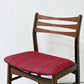 北欧ビンテージ Scandinabian Vintage チーク材 ダイニングチェア ラダーバック レッド系 ストライプ柄 北欧家具  ●