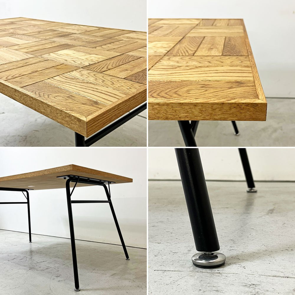 モモナチュラル MOMO Natural ダイニングテーブル PARQUET TOP オーク材 W142cm ISO STEEL LEG ナチュラルモダン ●