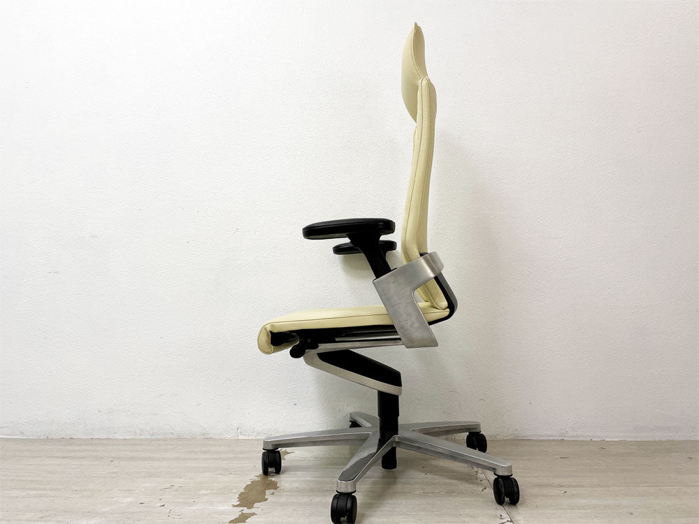 ウィルクハーン Wilkhahn オン チェア ON Chair ハイバック アームチェア 総本革 ヘッドレスト付 オフィスチェア ●