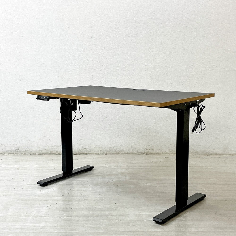 かなでもの KANADEMONO ザ・テーブル THE TABLE 電動昇降脚 FlexiSpot リノリウム天板 ブラック 参考価格約144,800円 ●