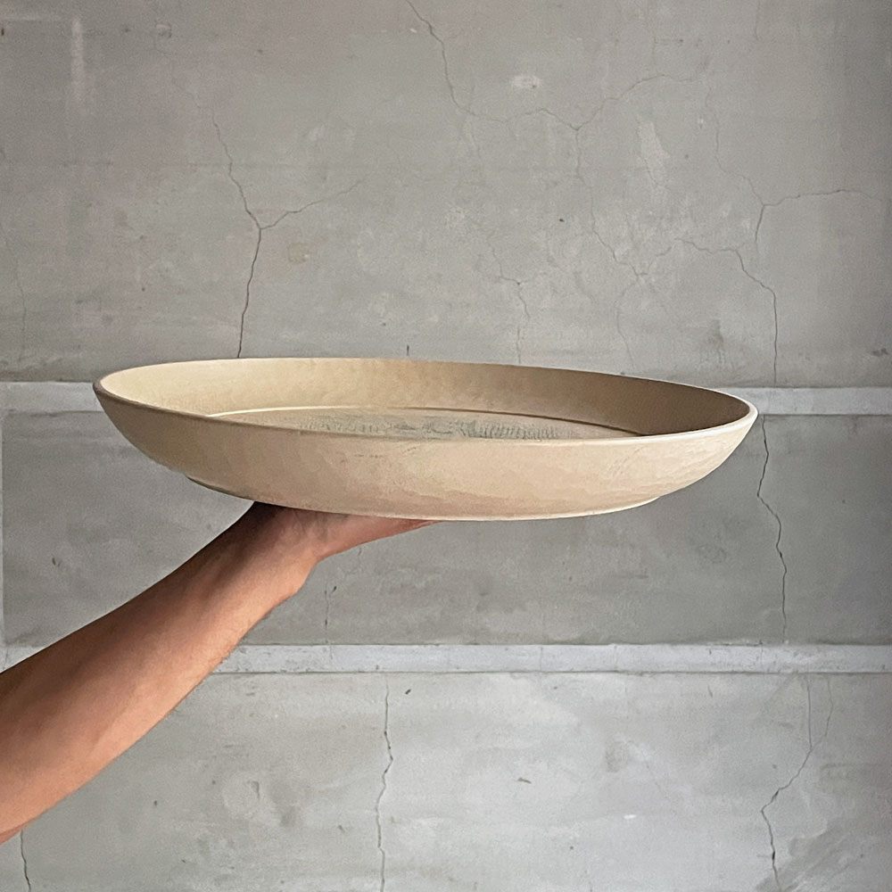 三谷龍二 Ryuji Mitani 白漆 リム皿 ラウンドプレート 大皿  特大サイズ 36×36×4.5 cm 木工作家 現代作家 希少サイズ 銘入り ♪