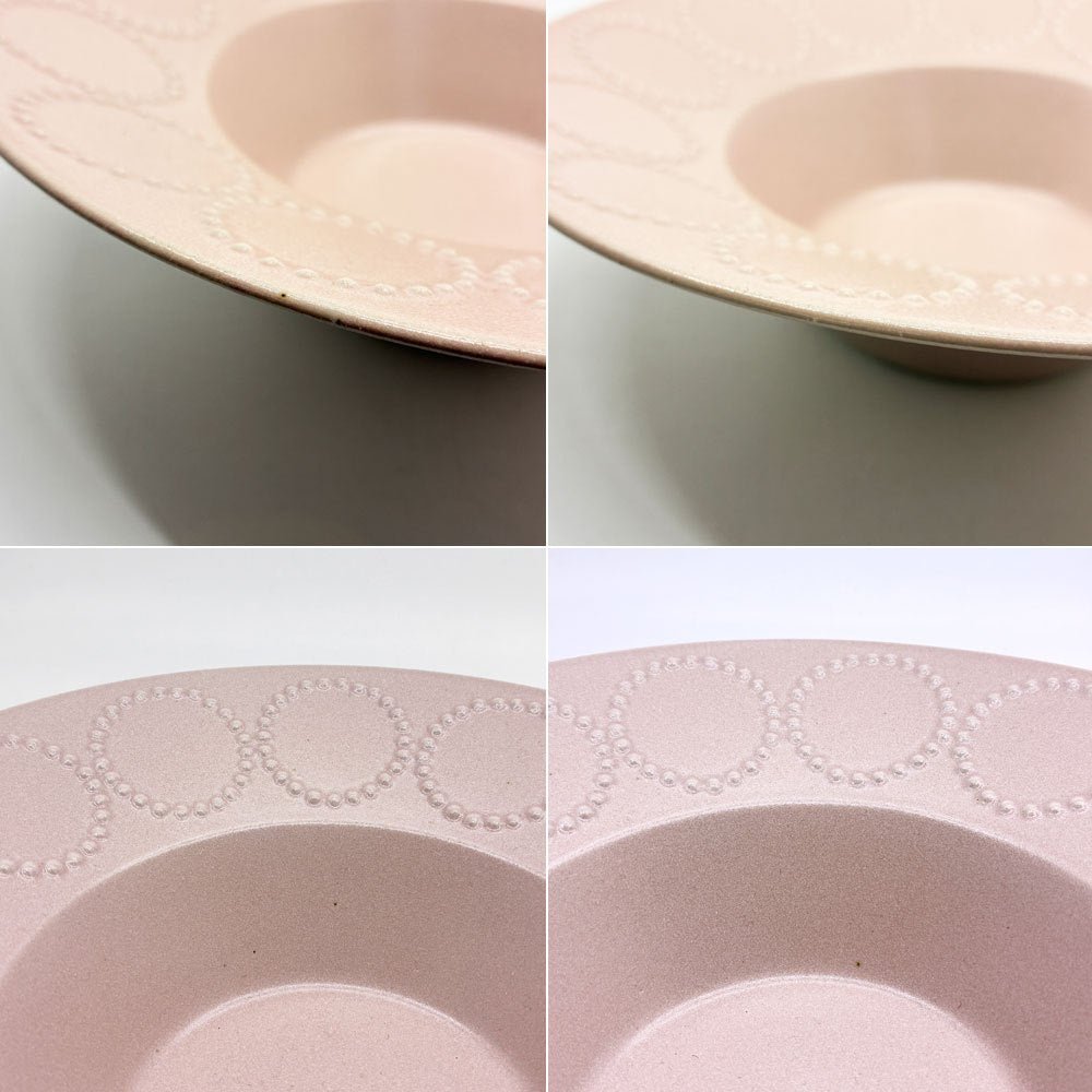 ミナペルホネン mina perhonen タンバリン ピンク 深皿 陶器 ハンドメイド ●