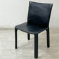 カッシーナ Cassina キャブチェア 412 CAB CHAIR アームレス 本革 ブラック マリオ・ベリーニ MoMA 永久展示品 イタリアモダン 定価￥308,000- A ●