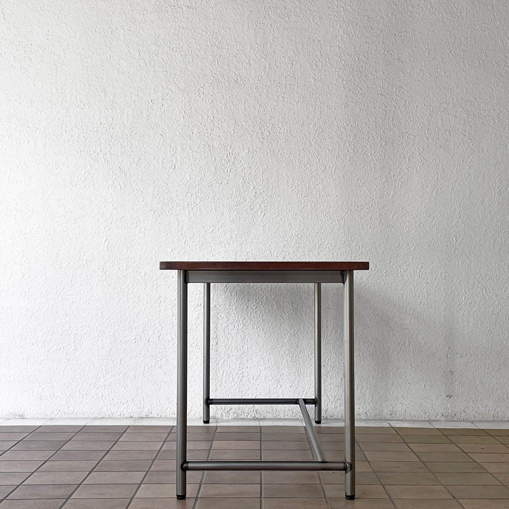 インダストリアルデザイン Industrial Design ワークデスク ウッド天板ｘスチールレッグ W160cm 配線孔 ◇