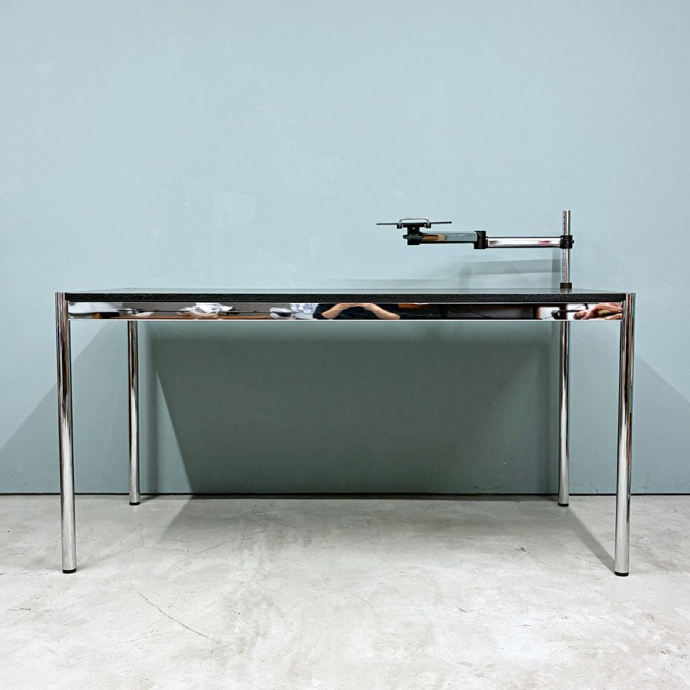 ユーエスエムハラー USMハラー USM Haller モジュラーファニチャー ハラーテーブル ワークデスク W150cm トレイ付きスイングアーム付き オーク材ブラック 高さ調整機能付き アジャスター スイス ◎