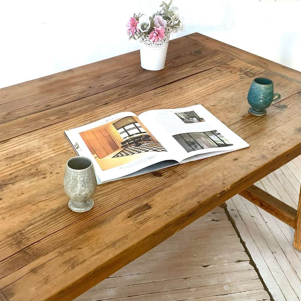 プールアニック Pourannick オールドデッキテーブル old deck table パイン古材×杉古材 ダイニングテーブル ★