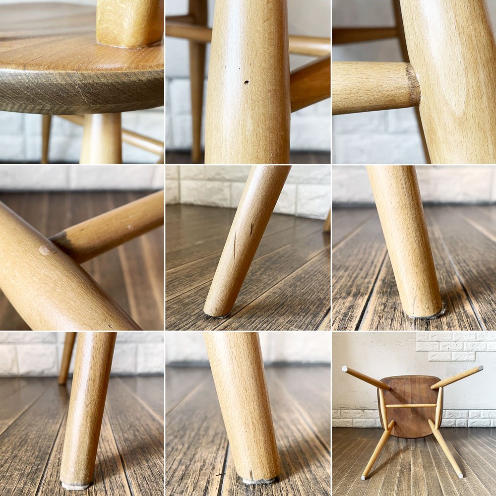 アーコール Ercol フープバックチェア ダイニングチェア スポークバック 4本タイプ エルム材 UKビンテージ 英国家具 ◎