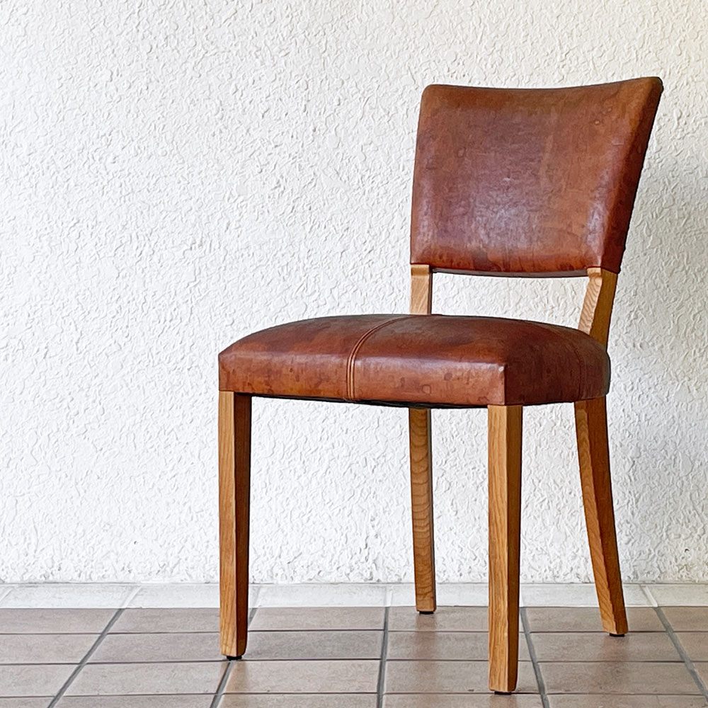 トラックファニチャー TRUCK FURNITURE エスアールチェア SR CHAIR ダイニングチェア ナラ無垢材 本革 ビンテージスタイル A ◇