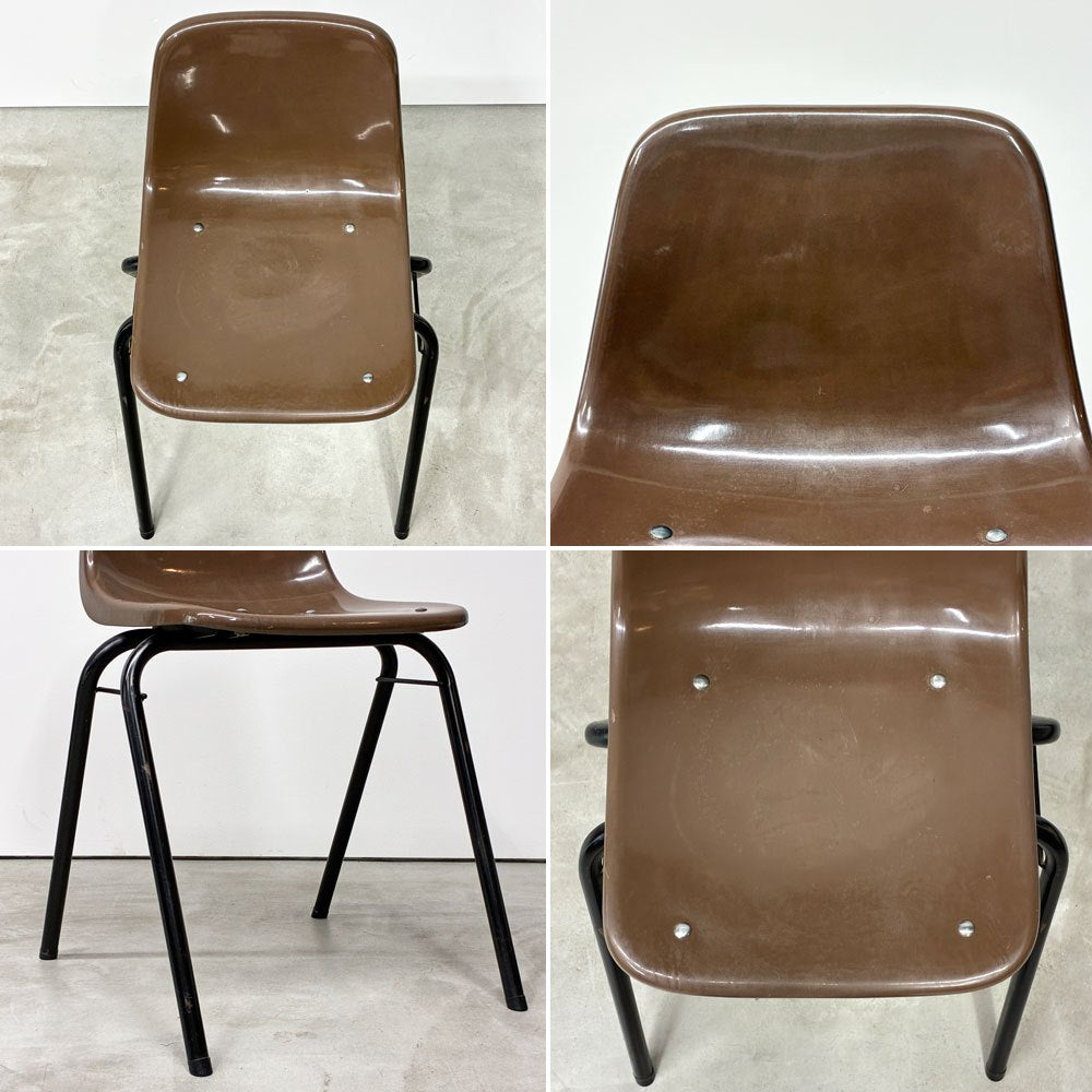 コトブキ KOTOBUKI スタッキングチェア FRP製 シェルチェア スチール脚 ブラウン 剣持勇デザイン ビンテージ ジャパニーズミッドセンチュリー C ◎
