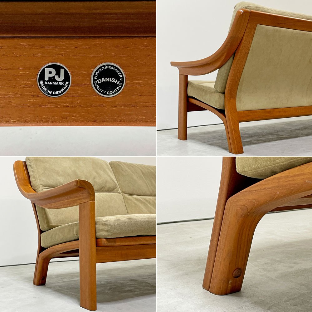 PJ ファニチャー PJ furniture チーク無垢材 3pソファ 3シーター POUL JEPPESEN デンマークビンテージ ●