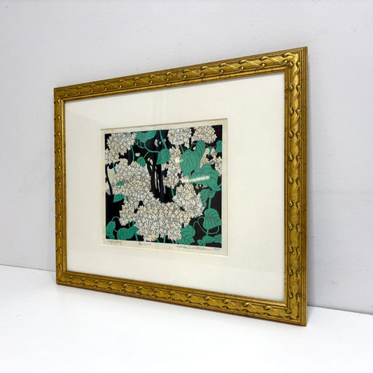 北岡文雄 森のライラック 木版画 スクリーンサイズ 24×20cm ArtistProof 直筆サイン入り 額装品 ●