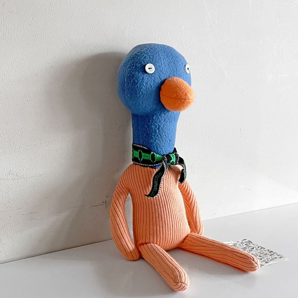 ボビーダズラー BOBBY DAZZLER 鳥のぬいぐるみ ブルー×オレンジ ハンドメイドドール 人形 H46.5cm イギリス ■
