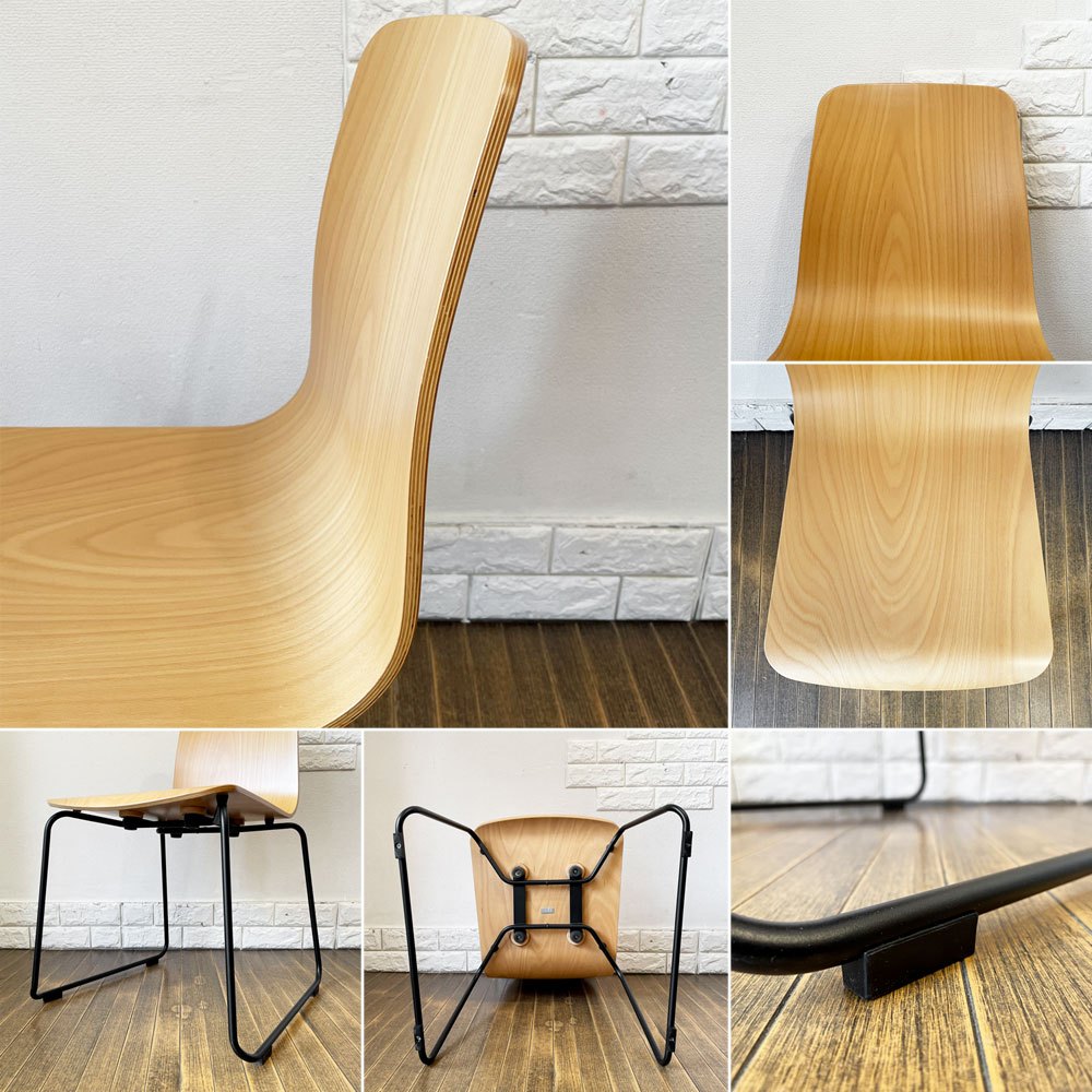 イデー IDEE ラング LANGUE スタッキングチェア ダイニングチェア ナチュラル ブナ材 プライウッド×スチール 定価￥29,900- ◎