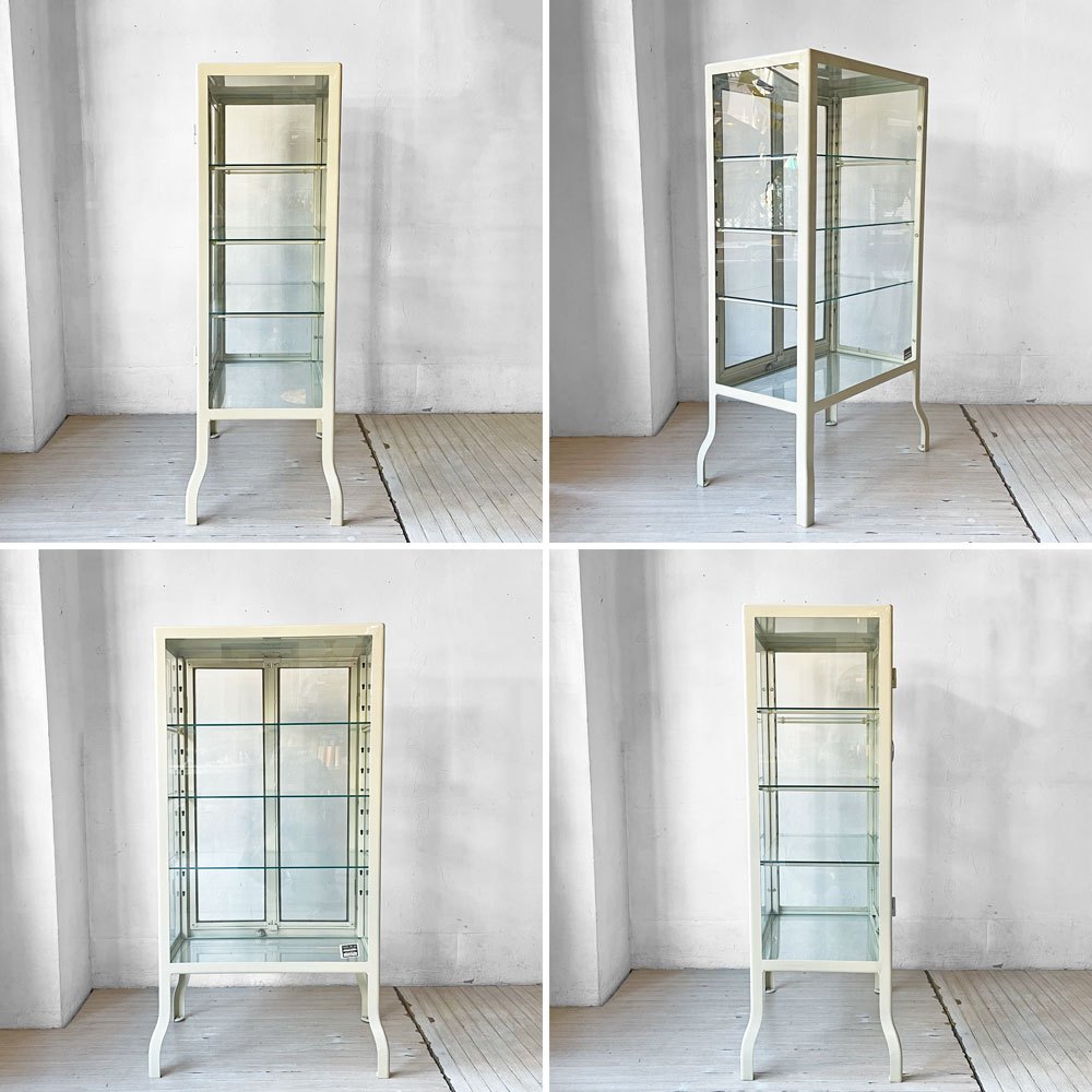 ダルトン DULTON ドクターキャビネット Doctor cabinet S ケビント キュリオケース ディスプレイラック 飾り棚 ガラス スチール アイボリー 定価\77,000- ★