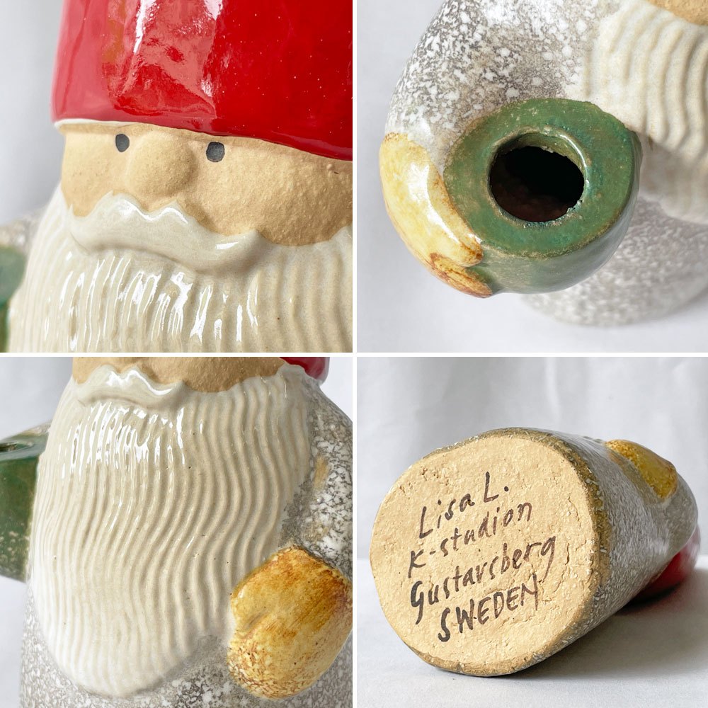 グスタフスベリ GUSTAVSBERG リサラーソン Lisa Larson サンタファザー Santa Father キャンドルホルダー サンタオブジェ スウェーデン 北欧雑貨 ◇