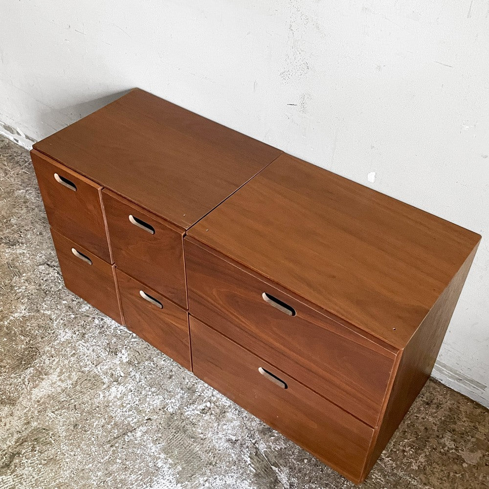 無印良品 MUJI スタッキングチェスト 引出し 2段 ＋ 引出し 4個 ウォールナット材 小引き出し 収納 2点セット ナチュラルデザイン 合計定価：14,980- ■