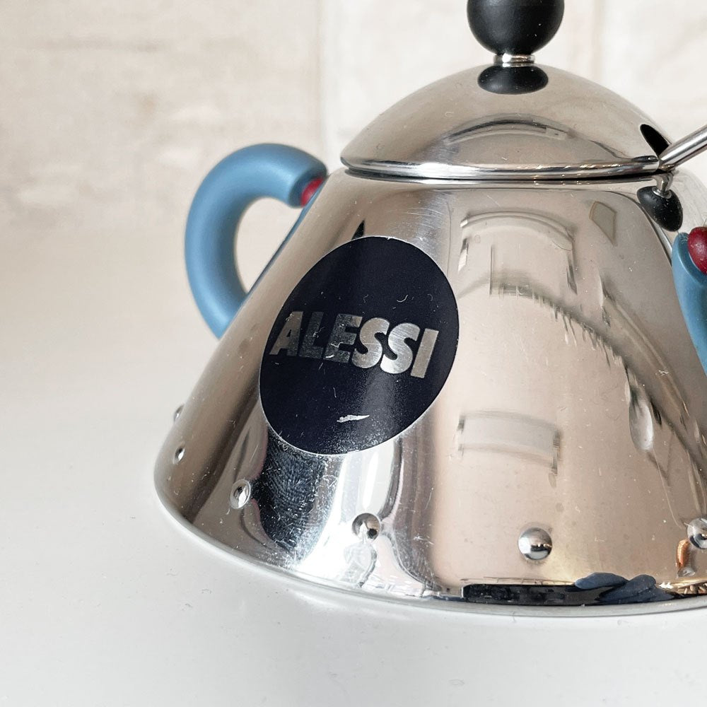 アレッシィ ALESSI 9097 シュガーボウル＆スプーン マイケル・グレイブス Michael Graves ステンレススチール プラスチック W13cm イタリア ◎