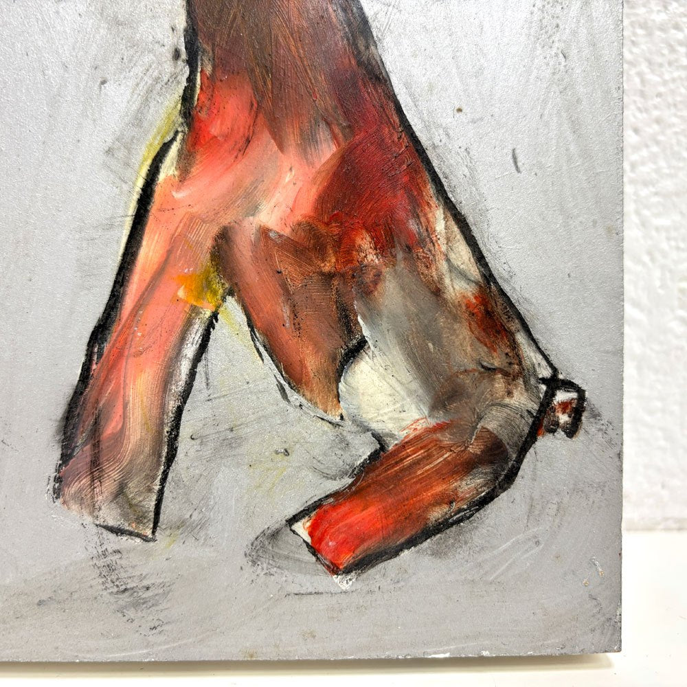 エディ・ドミニク・デュビアン Edi Dominique Dubien 木製パネル 19×24cm パネルアート ウォールアート インテリア 2005年 W19×H24cm 人物 犬 モダンアート 現代美術 フランス ●