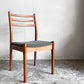 ジャパンビンテージ Japan Vintage チーク材 ラダーバック ダイニングチェア グレー系ファブリック SH39cm 座面張替＆ウレタン交換済 北欧スタイル ■