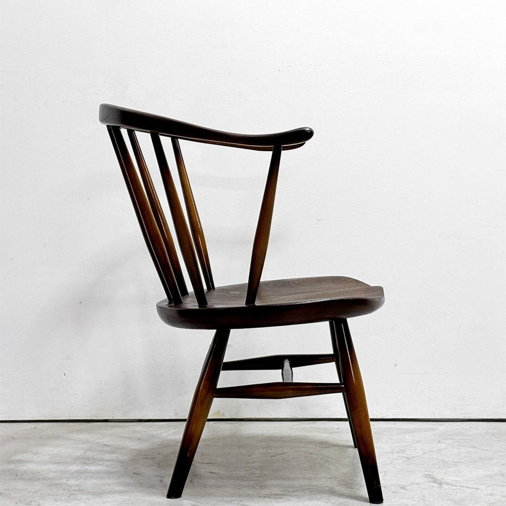 アーコール Ercol スモーカーズチェア Smoker's chair カウホーンチェア No.338 ラウンジチェア ビーチ×エルム材 ブルーラベル 英国 ビンテージ 希少 ●