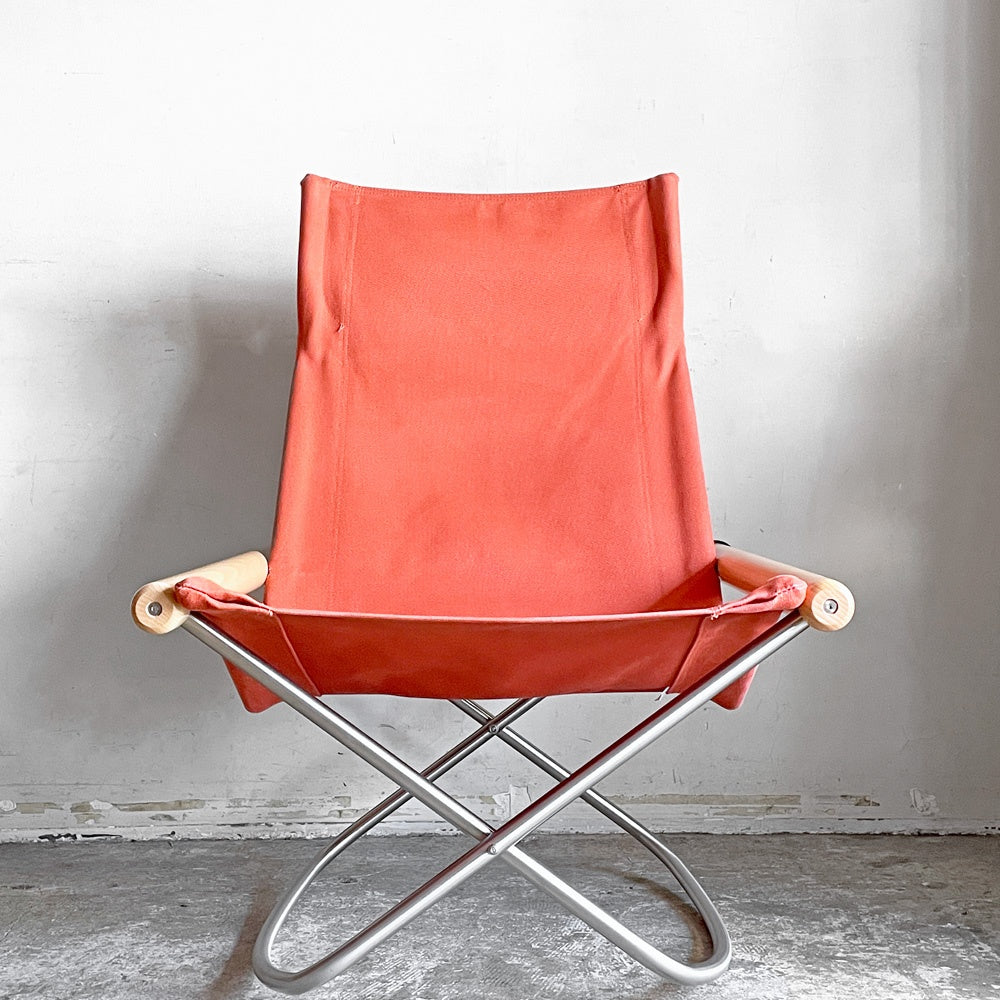 ニーチェアX  NY chair X フォールディングチェア ロッキング 折り畳み ナチュラル×レンガ MoMA 藤栄 新居 猛 ■