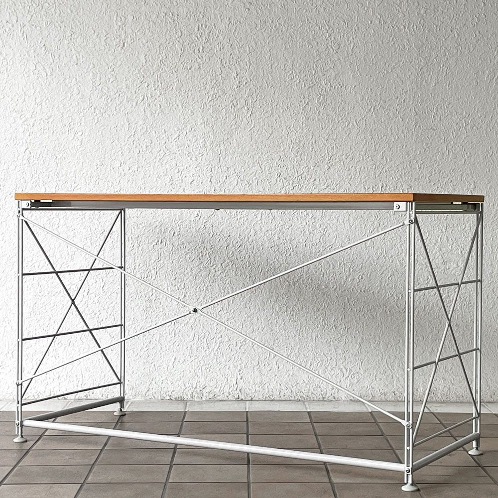 無印良品 MUJI スチールユニットデスク タモ材 W120㎝ 廃番品 シンプル ナチュラルスタイル 現状品 ◇
