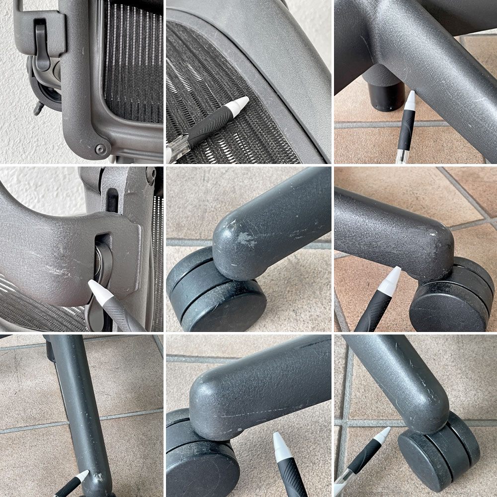 ハーマンミラー Herman Miller アーロンチェア Bサイズ ランバーサポート フル装備 グラファイトベース ビル・スタンフ ＆ ドン・チャドウィック ◇