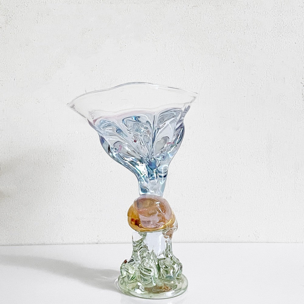 河内 あさこ KAWACHI Asako CAT COMPOTE コンポート皿 ガラス 金彩 オブジェ 現代作家 ■