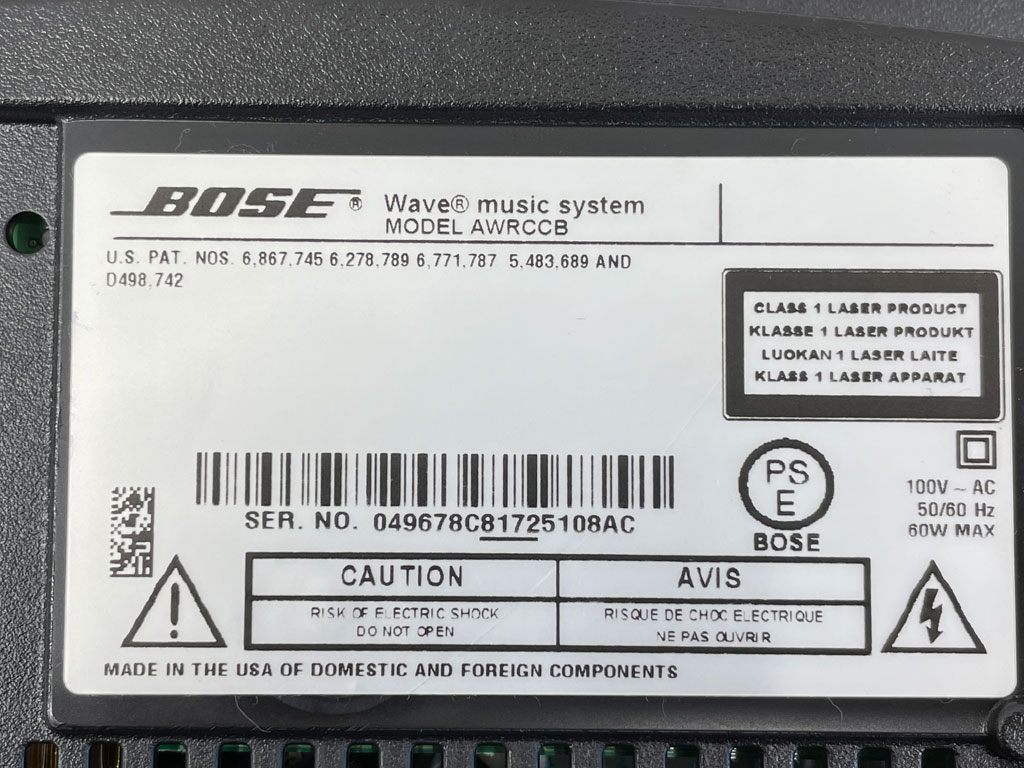 ボーズ BOSE ウェーブミュージックシステム Wave Music System AWRCCB CD/ラジオ チタニウムシルバー 動作確認済 リモコンなし 〓