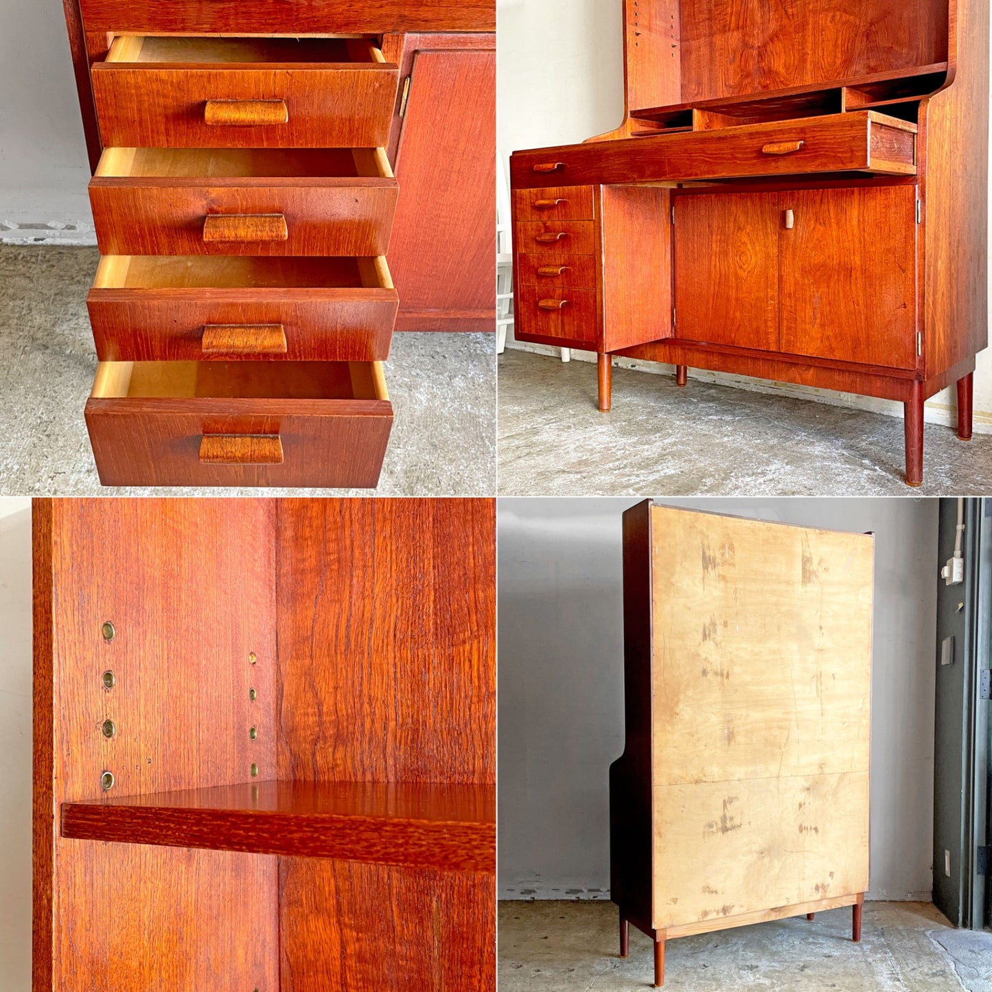 Danish vintage ビューローキャビネット Bookcase & PullOut Desk デスク シェルフ チーク材 60s ビンテージ 北欧デザイン ■