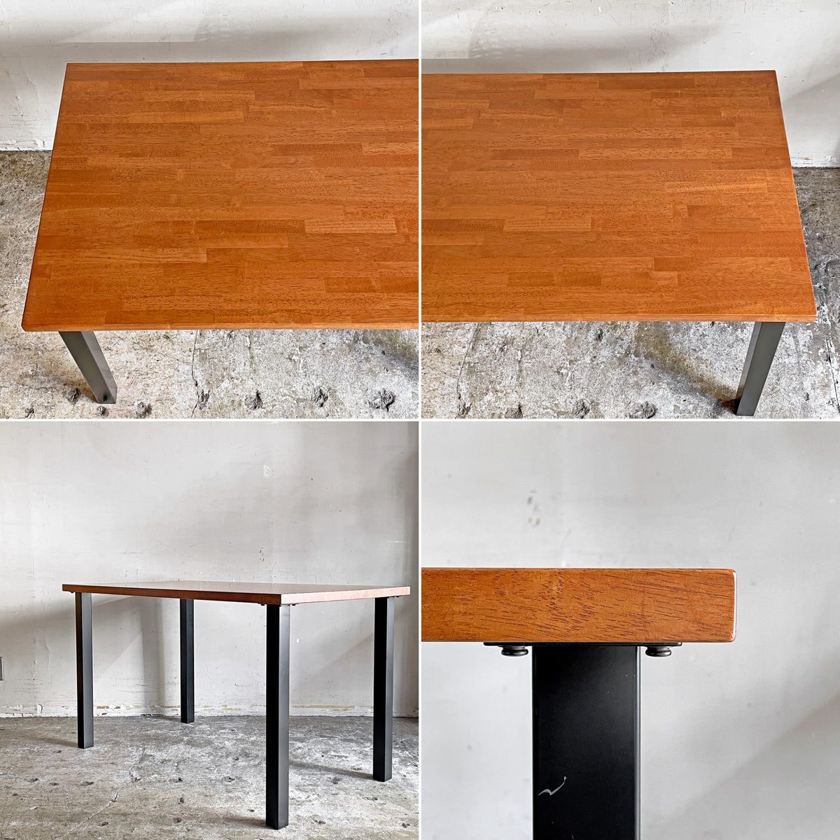 かなでもの KANADEMONO ザ・テーブル THE TABLE ダイニングテーブル ラバーウッド天板 W120cm スクエアバー脚 ブラック グライズ欠品 定価￥49,900- ■