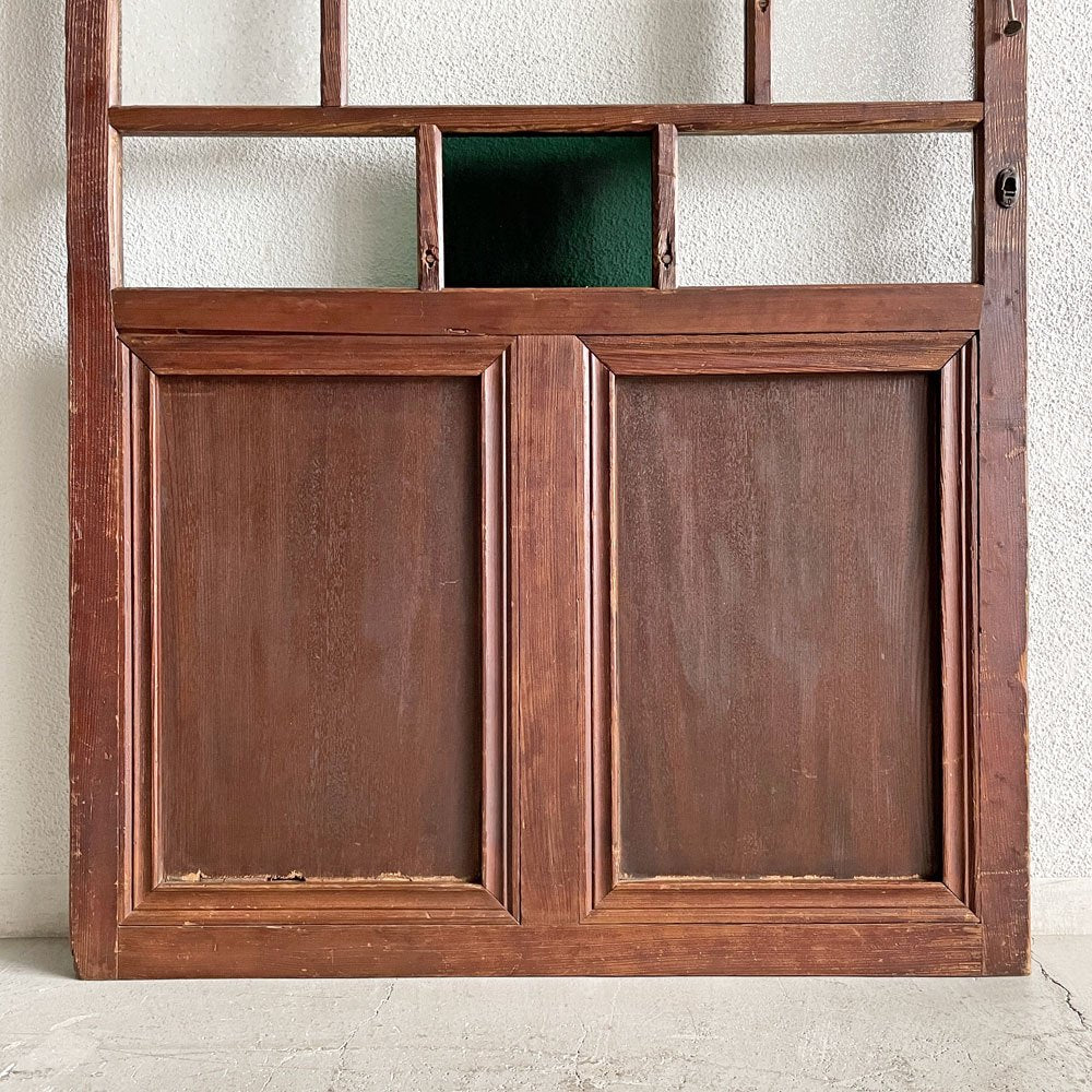 ジャパンビンテージ Japan Vintage ガラス戸 90.5×180cm 色ガラス 型ガラス 大正～昭和初期 建具 古家具 ガラスリペア品 〓