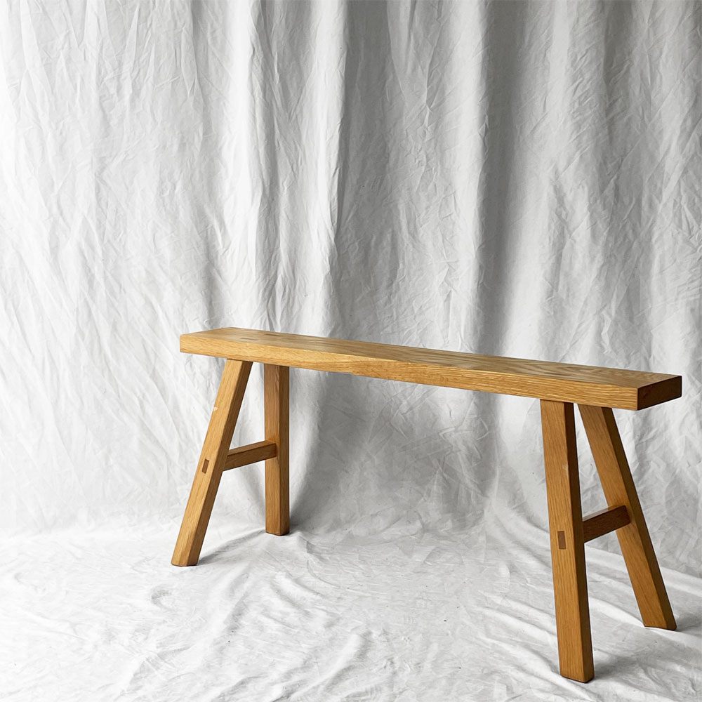 無印良品 MUJI 無垢材 木製ベンチ オーク材 大サイズ W100cm 廃番仕様 シンプルモダン ◇