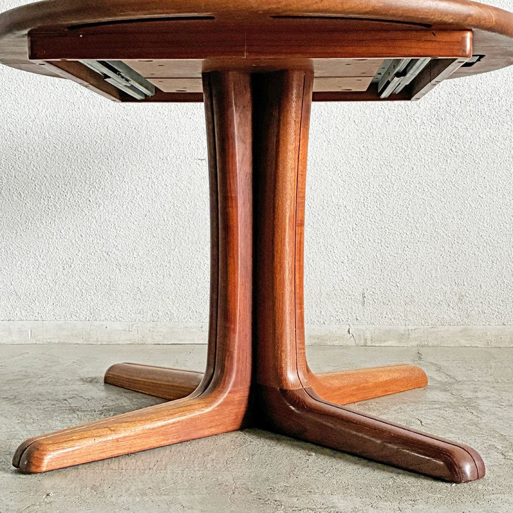 デューロン dyrlund 伸長式 ラウンド ダイニングテーブル チーク無垢材 追加天板欠品 北欧家具 デンマークビンテージ  〓