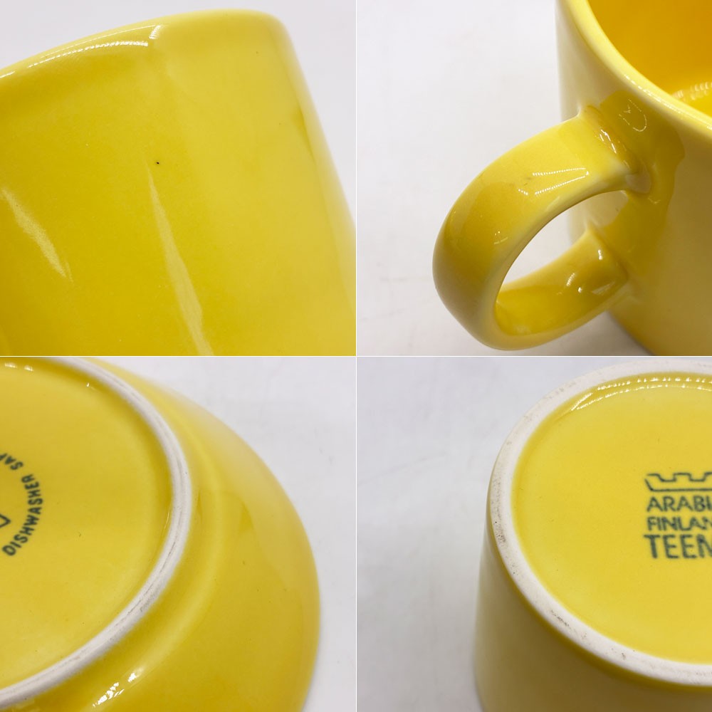 アラビア ARABIA ティーマ TEEMA コーヒーカップ＆ソーサー カイ・フランク イエロー 廃番希少 北欧 ●
