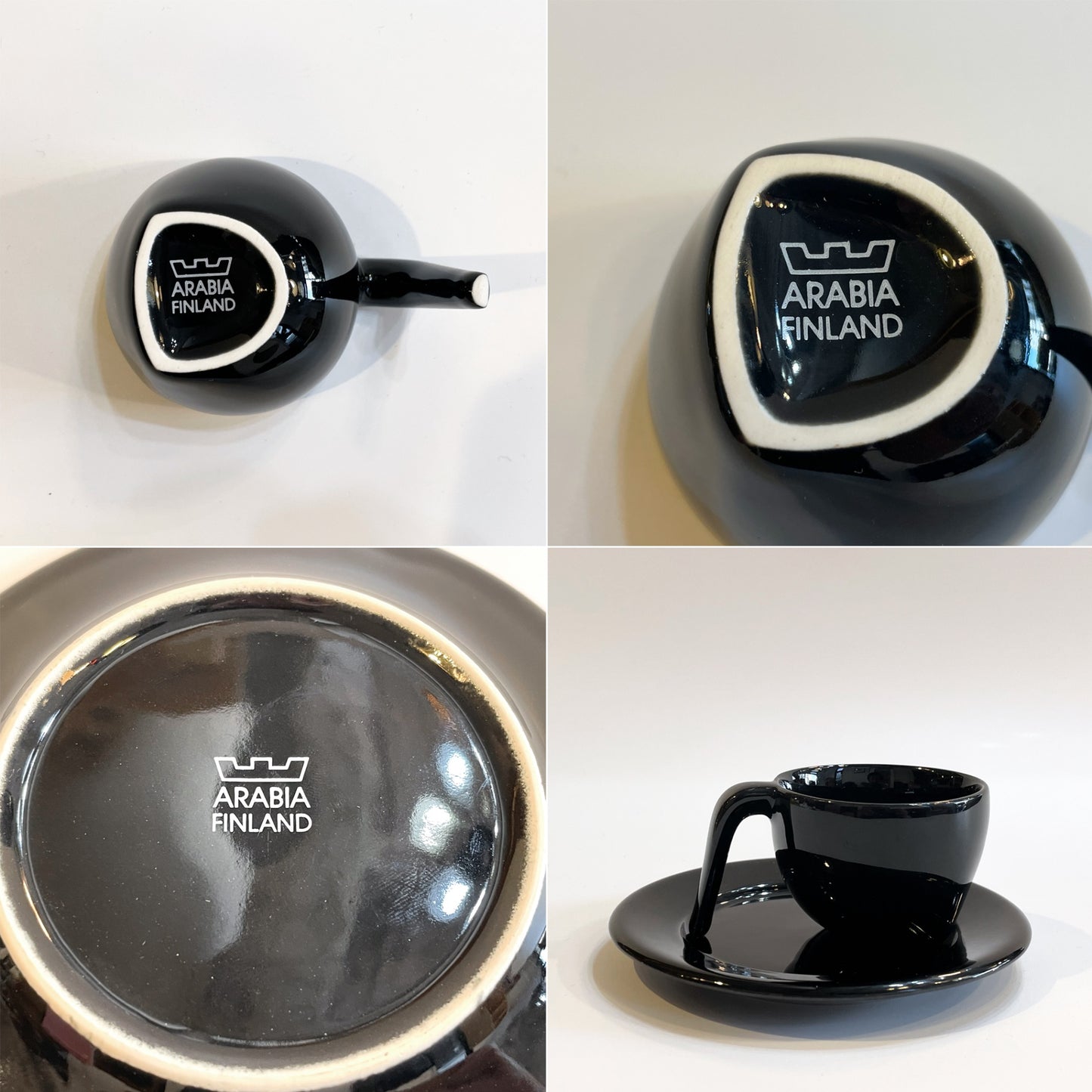 アラビア arabia エゴ Ego エスプレッソ カップ＆ソーサー C&S ブラック ステファン・リンドフォース ビンテージ 北欧食器  ★