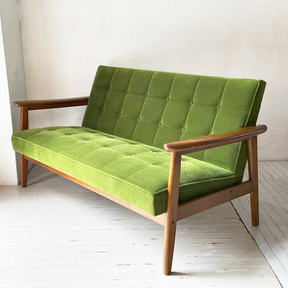 カリモク60 karimoku60 Kチェア 2シーター 2人掛け ソファ モケットグリーン レトロモダン ジャパニーズミッドセンチュリー 定価￥100,760- ★