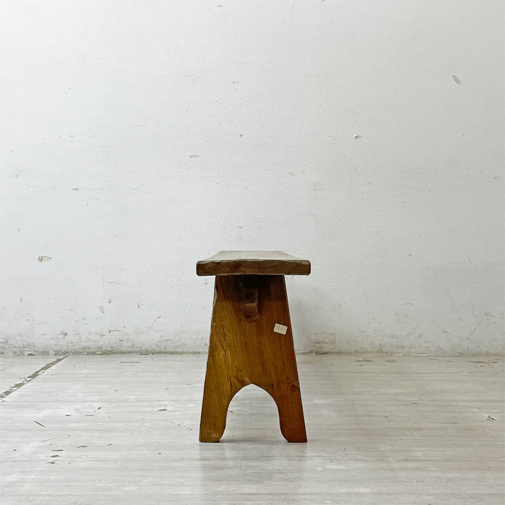 ヨーロッパビンテージ European Vintage 古い木味の木製ベンチ 無垢材 古家具 W139.5cm ●