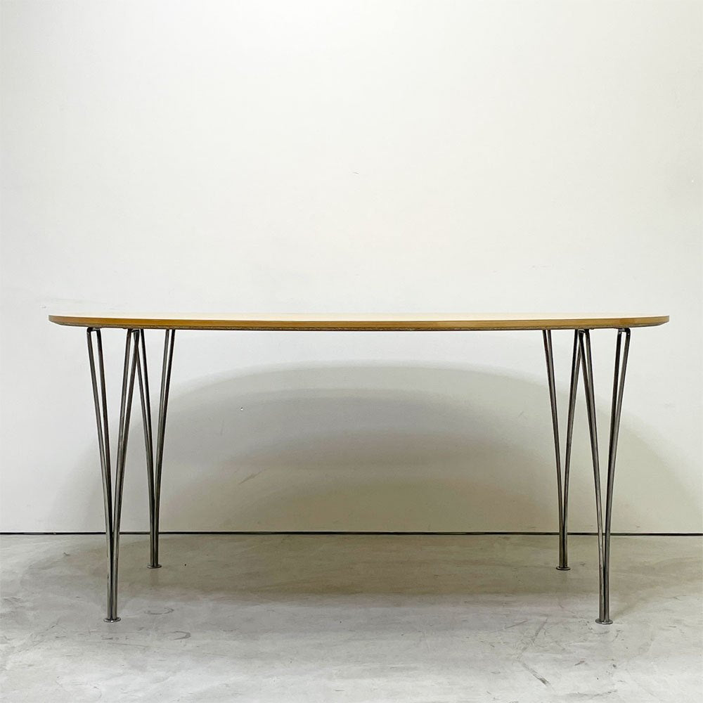 フリッツハンセン Fritz Hansen スーパー楕円 Bテーブル ダイニングテーブル ビーチ材天板 W150 ピート・ヘイン アルネ・ヤコブセン 天板再塗装品 80's ビンテージ ●