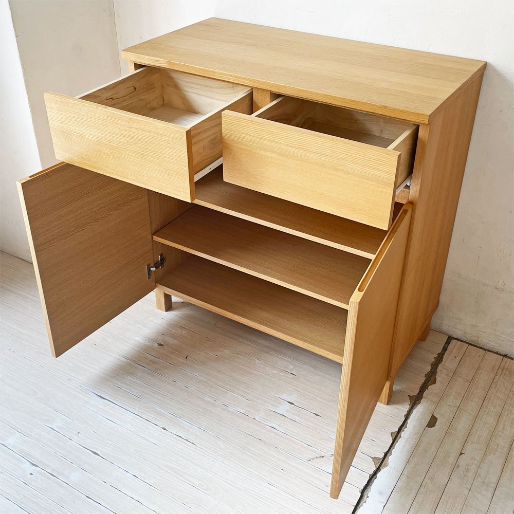 無印良品 MUJI オーク材 キャビネット 木製扉 W80 木製収納 ナチュラル シンプルモダン ★